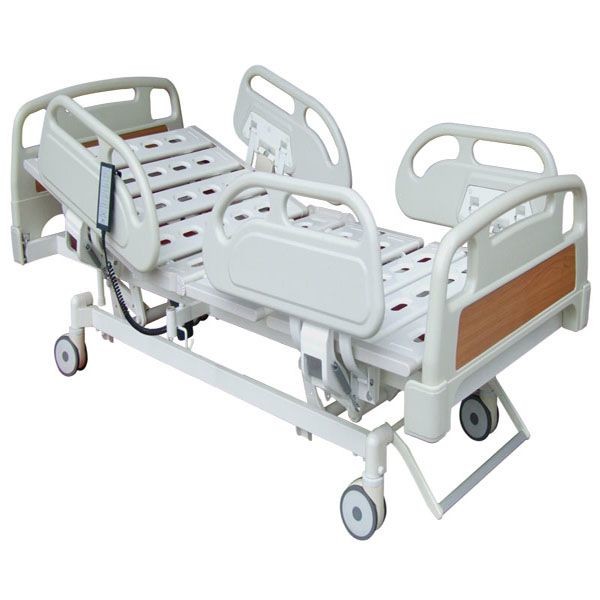 China Stainless Steel Electrically Operated Beds Adjustable Height 460-750mm PP Plastic Guardrails Medical bed factory