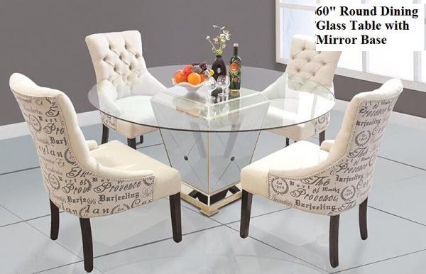 <strong>round</strong> mirrored dining table 60 inches tempered glass table top