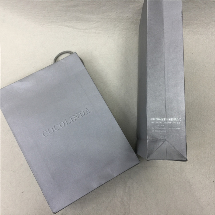 silver foil custom printed paper bags , luxury paper shopping
