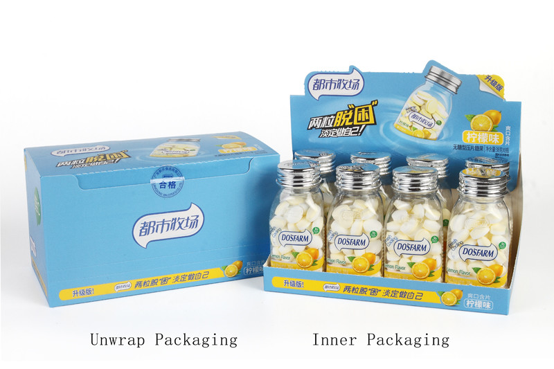 China Lemon Flavor DO\'S FARM 38g Bottle Pack Vitamin C Low Cal Sugar Free Mint Candy Fresh factory