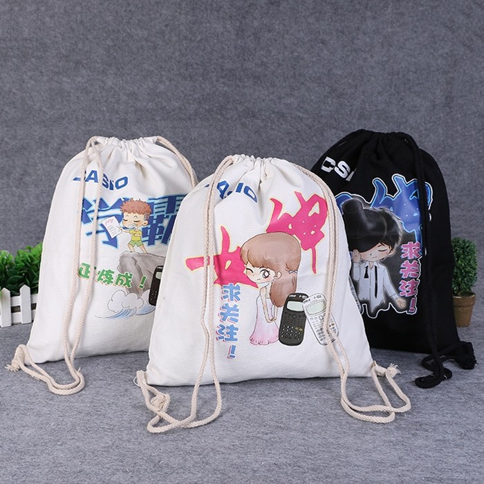 drawstring shoe pouch reusable cotton shopping bags offset