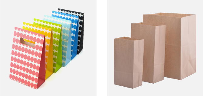 kraft 250mm length cmyk printed paper gift bags with handles