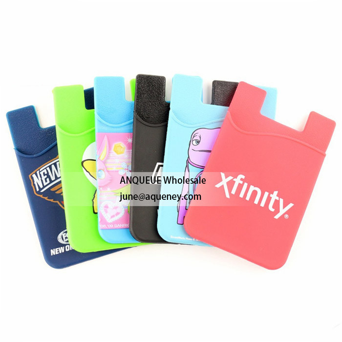 (silicone & lycra) cheap smart phone wallet with 3m sticker back