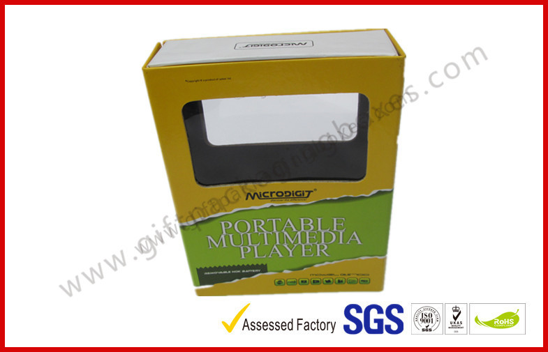 transparent window electronics gift packaging , printed paper