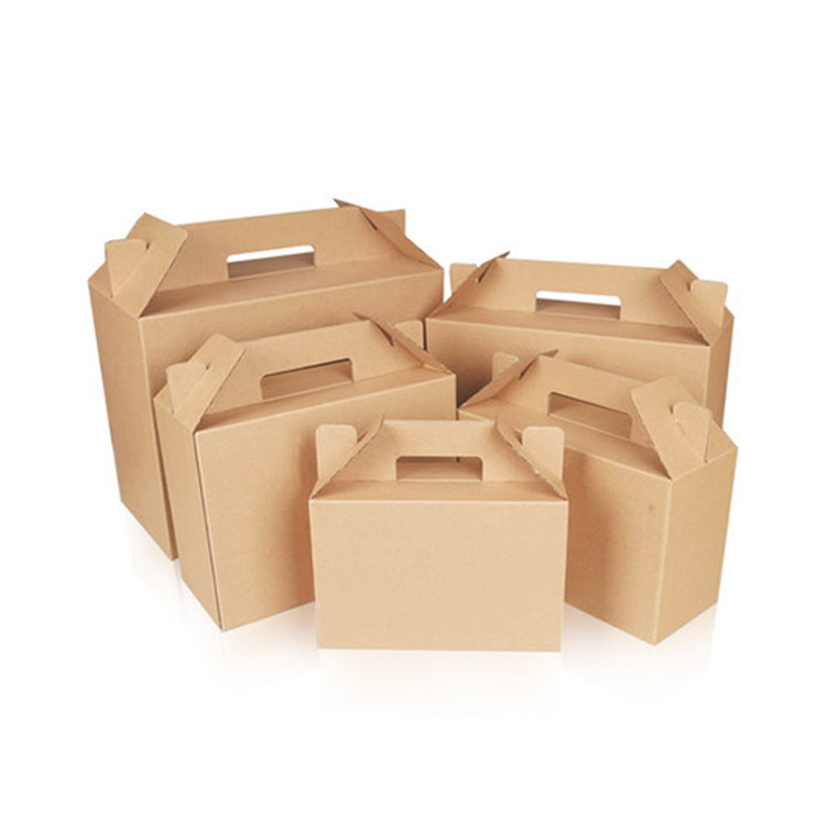 gift box with handle  custom kraft paper brown storage box