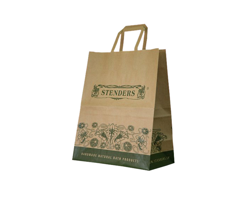 flat handle small paper bags , branded gift bags recycled brown