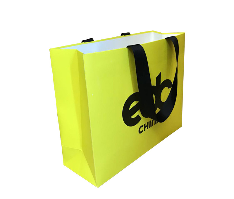 commercial custom printed paper bags tote smooth surface ribbon
