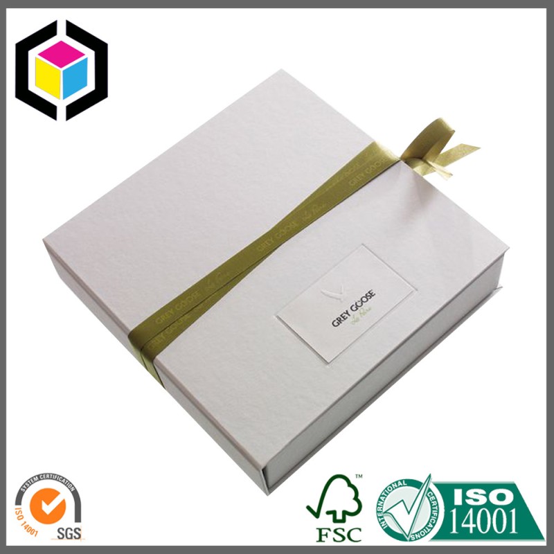 handmade luxury promotional gift box; ribbon closure gift paper