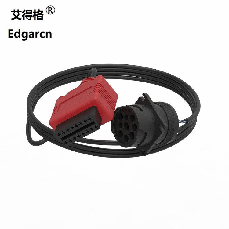 China Red Automotive Wiring Harness J1939 9 Pin Deutsch To Obd2 Cable For Truck factory