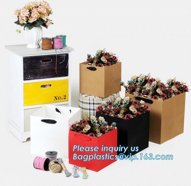 eco retail packaging flower carrier bag for gift, paper bag for