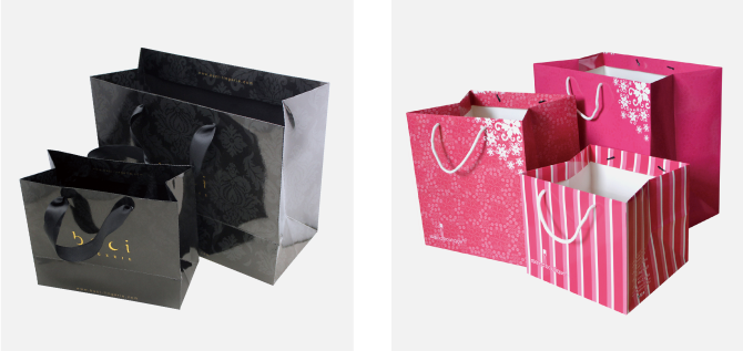 kraft 250mm length cmyk printed paper gift bags with handles