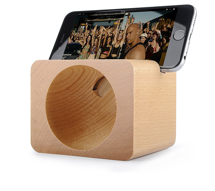 portable wooden wireless speaker amplifier holder mobile phone