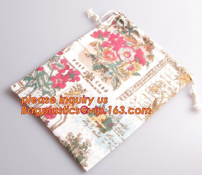 packaging christmas canvas cotton drawstring bag for gift,market