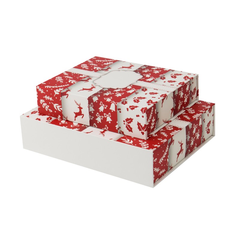 christmas ribbon paper box lid and base gift box custom design