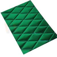 China 1mm Embossed Stainless Steel Sheet Jade Green PVD Coating Small Rhombus Shape factory