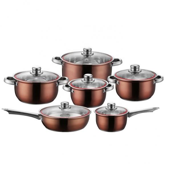 Quality Factory Wholesale Kitchen Pot Sets Cooking Pots And Pans Stainless Steel Sets Cookware Sets With Glass Lid for sale