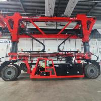 Quality 70T Electric Straddle Carrier Red Container Lifting Vehicle For Oversized Heavy for sale