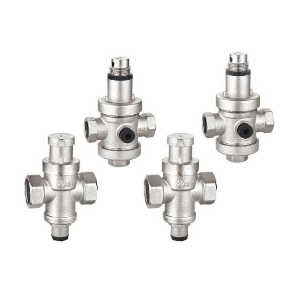 Quality Nickel Plated Adjusting Pressure Reducing Valves 1/2'' F X F With 1/4'' Gauge Port  PRV for sale