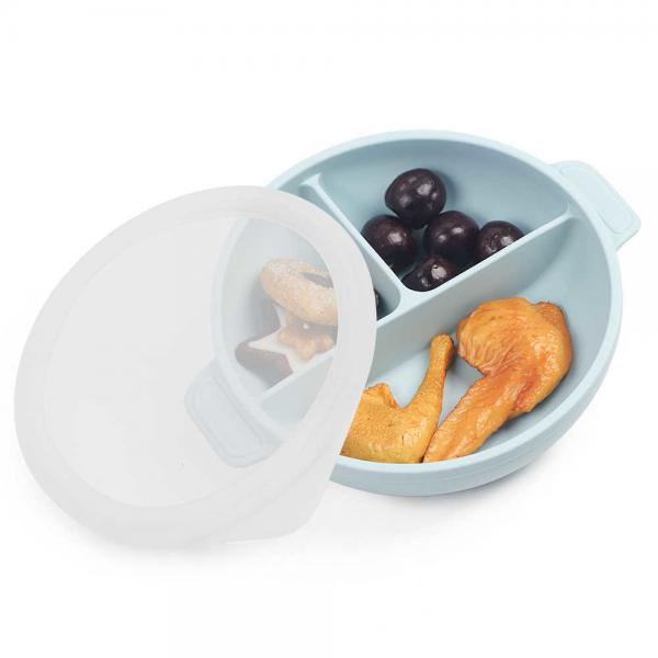 Quality Leak Proof Silicone Feeding Bowl With Lid Suction Bowl Weaning for sale