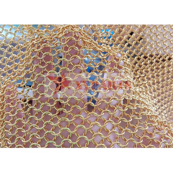 Quality Gold Color Carbon Steel Chainmail Curtain For Coffee Shop Decoration for sale