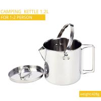 China 1.2L Camping Cooking Set Folding Handles Stainless Steel Camping Tea Kettle factory