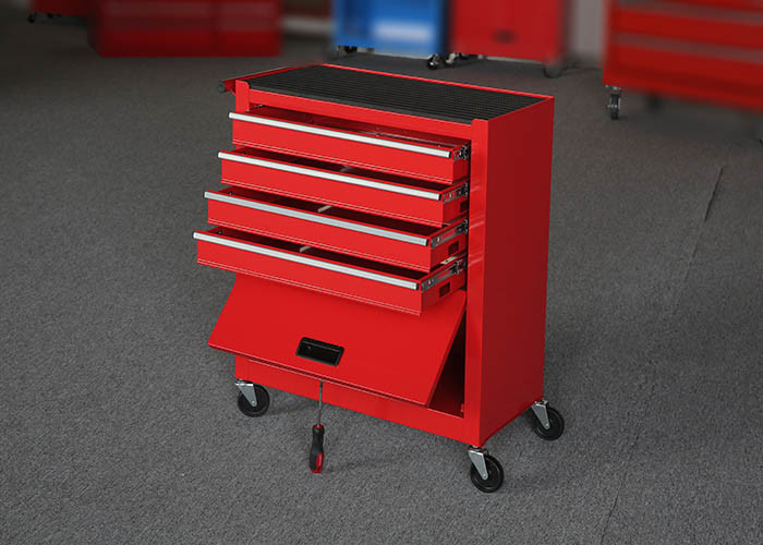 China Small Professional Movable Garage Storage Tool Cabinets 4 Drawers With Door for sale