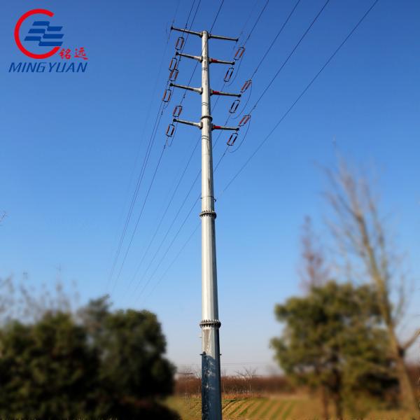 Quality Octagonal Electricity Steel Utility Pole 11kv Power Distribution Hot Dip for sale