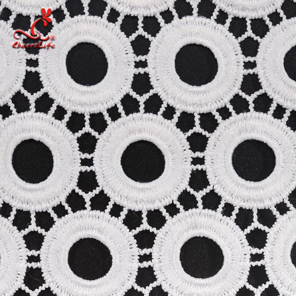 Quality Guipure Lace Water Soluble Geometric Shape Embroidery Fabric With 100% Polyester for sale