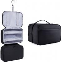 China Water Resistant Bathroom Toiletries Organizer PU Leather Cosmetic Bags For Men Women factory