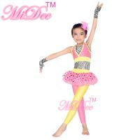China Jazz Tap Costumes Polka Dot Tutu Skirt Attached Pants Sequin Vest With Zebra Leotard Under factory