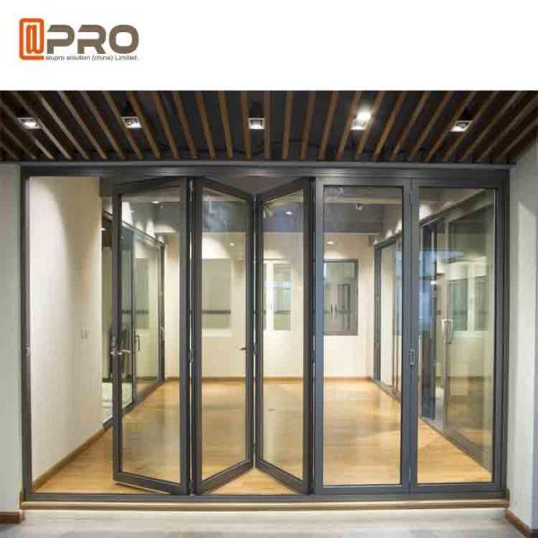 Quality Aluminium Exterior Bi Fold Sliding Doors Foldable Glass Doors ISO Certification for sale