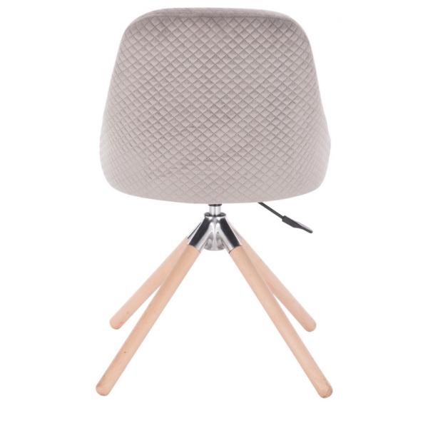 Quality Square Velvet Grey Upholstered Office Chair With Wooden Swivel Leg for sale