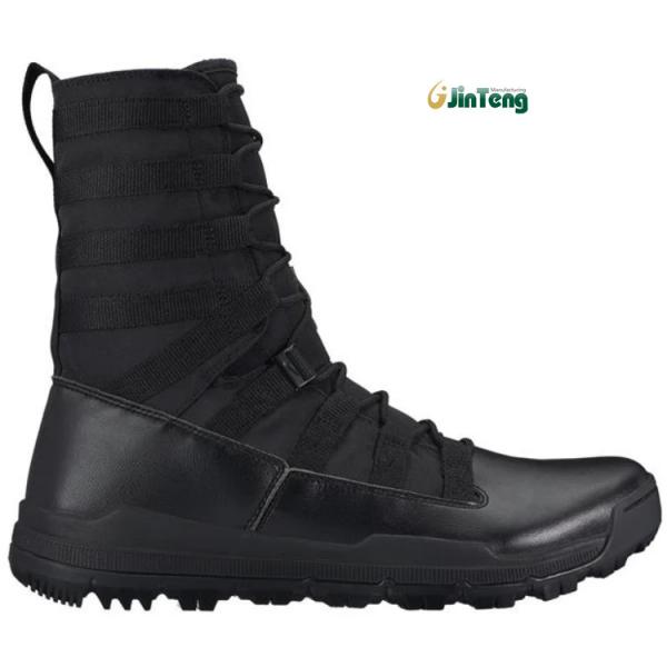 Quality 17 Ounces Genuine Leather Military Boots Upper Nylon Reinforced Black Outdoor Tactical Gear for sale