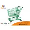 Quality Green Supermarket Shopping Trolley Customized Logo With Coin Lock System for sale