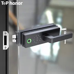 Quality Tuya Glass Door Lock High Security Smart Lock Biometric Digital Code Card Unlock for sale