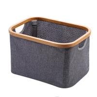 China Rectangle Fiber Rod Collapsible Bamboo Laundry Hamper With Lid 40*33*45cm factory