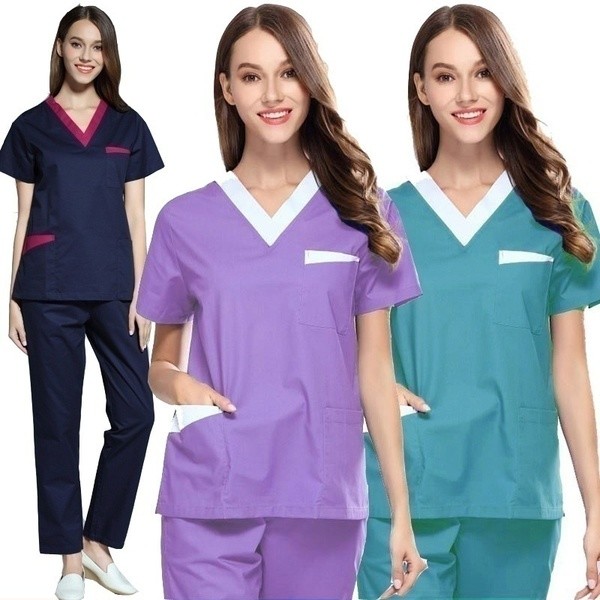 Quality Woven Fabric Hospital Staff Uniforms OEM Service Scrubs Set for sale
