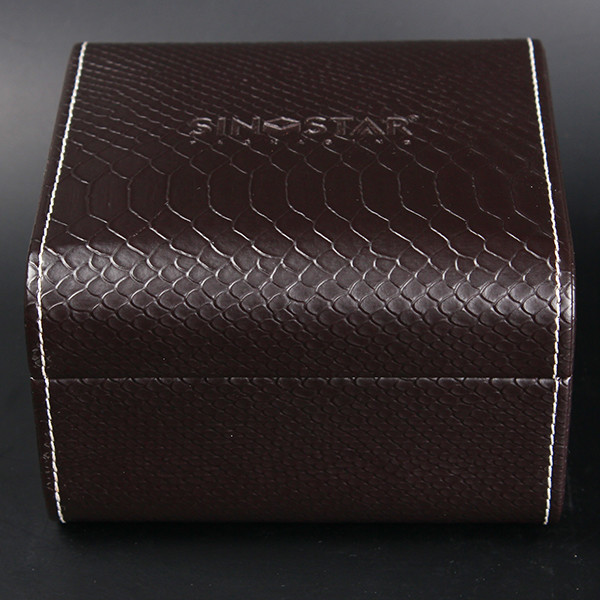 Quality Single Twist Brown Leather Watch Box Elegant Style Recyclable With Stitching for sale