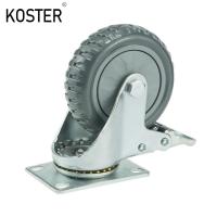 China 110kg Maximum Load 3-5 Inch Grey Free Wheel Rubber Plastic Trolley Dustbin Caster Wheels factory