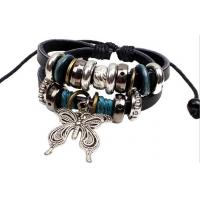 China Handmade beaded jewelry butterfly bracelet braided leather bracelet Love factory