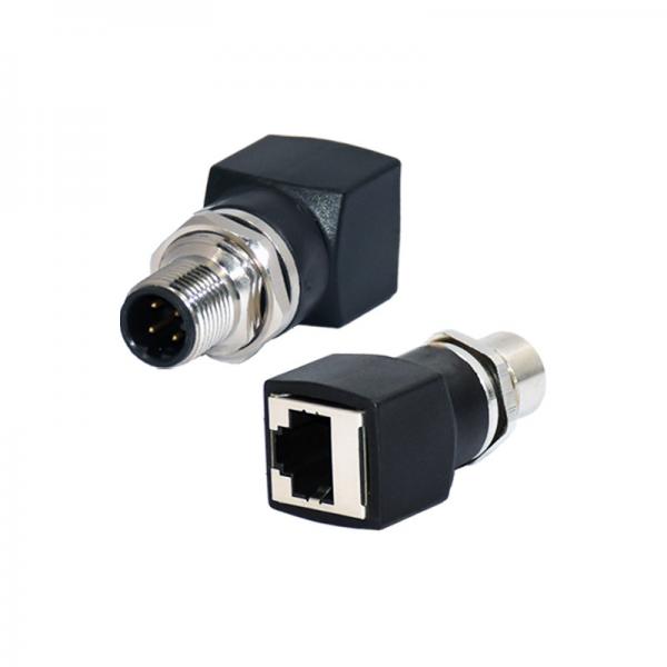 Quality M12 A Coded Male Waterproof Connector 4pins To RJ45 Jacket Adapter Sensor for sale