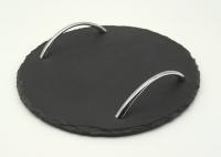 China Natural Edge Slate Serving Tray Round Shape Diameter 22cm For Kitchen factory