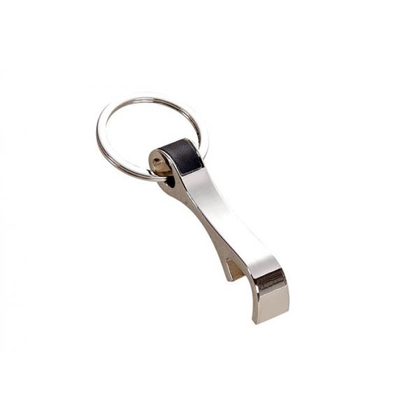 Quality PU Leather Engraved Metal Bottle Opener Nickel Plating With Zinc Alloy Keyring for sale