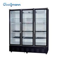 China Supermarket Glass Door Cooler Showcase , 	220V 50HZ Three Door Upright Cooler factory