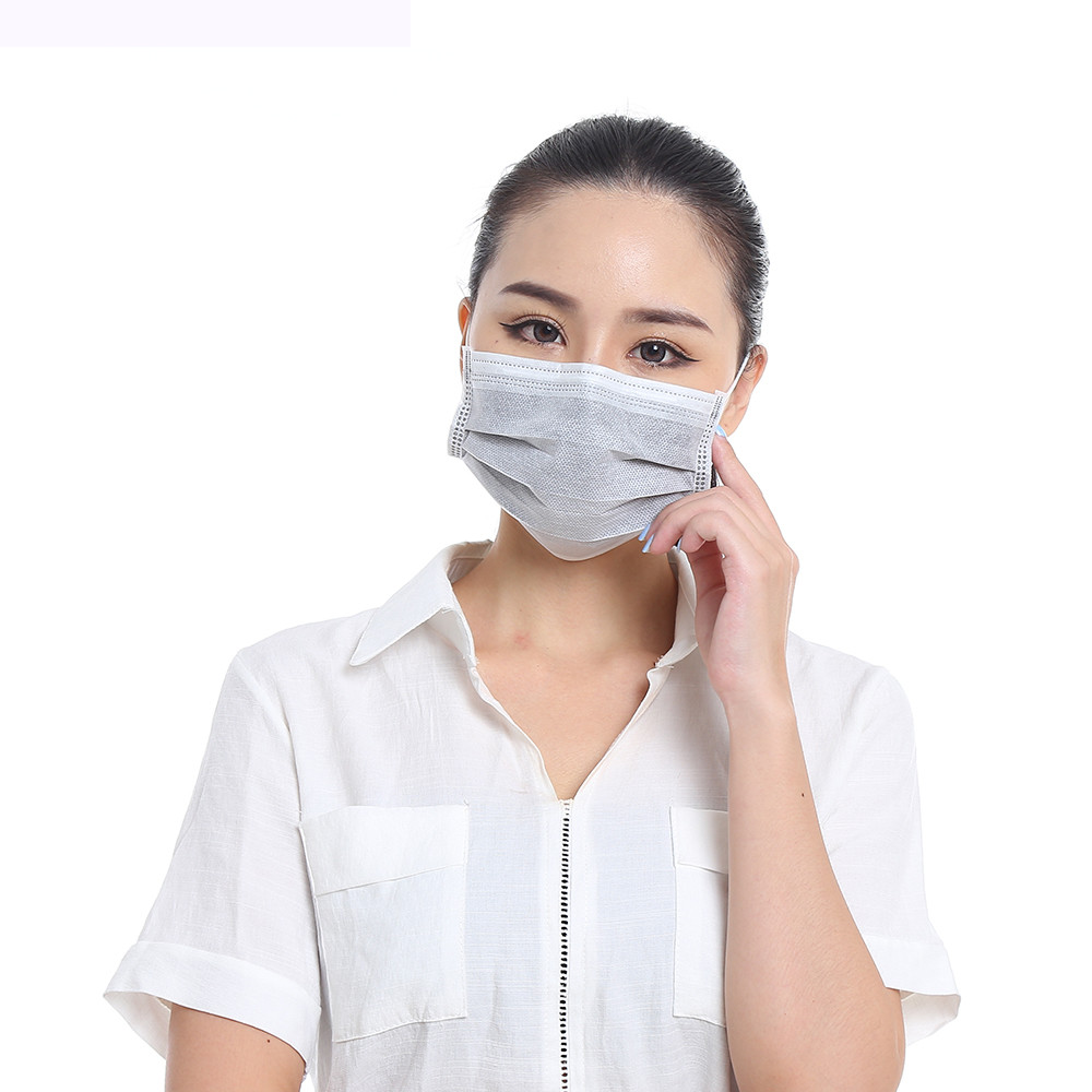 China 4 Ply Activated Carbon Disposable Dust Mask Flexible Nose Piece Ultrasonic Sealing factory