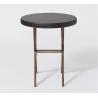 China Antique brushed bronze metal base with upholstered leather top round hotel guestroom side table factory