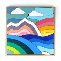 China Baby 3cm Sky Cloud Large Rainbow Stacker Large Wooden Blocks For Toddlers factory
