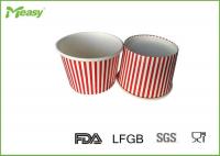 China 150ml Red Stripe Ice Cream Paper Cups For Children Party , SGS LFGB certification factory