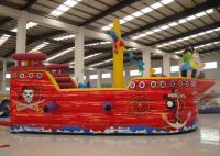 China Double Stitching Pirate Bounce House , Pirate Ship Inflatable Bouncer factory