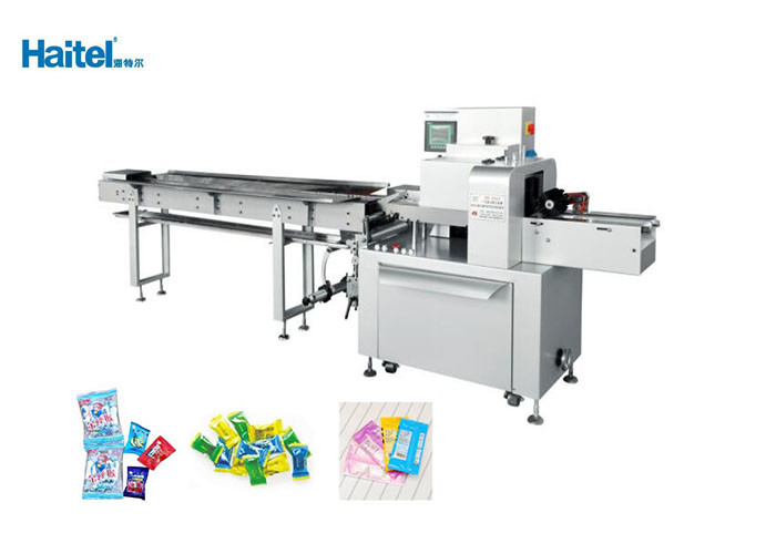 China Pillow Type Snack Food Packaging Machine With Film Beneath Supply System for sale